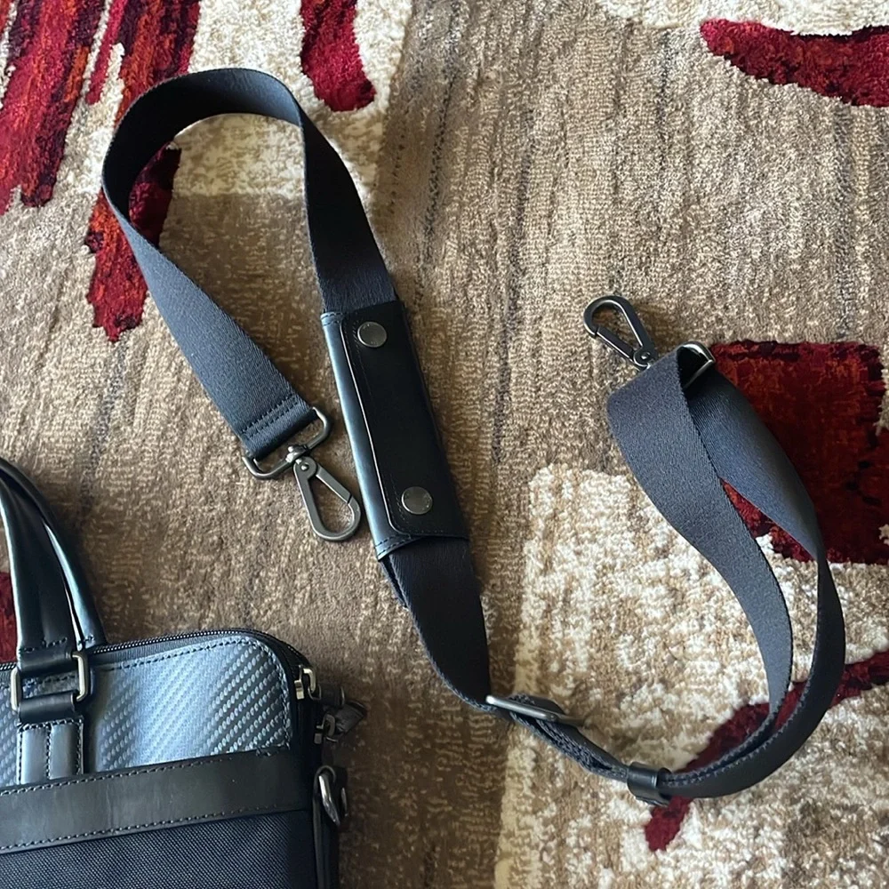 Tumi Canvas Black Laptop Bag with Carbon Fiber Accents